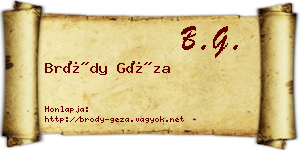 Bródy Géza névjegykártya